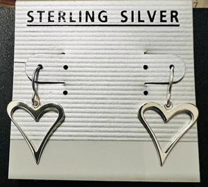 Pendientes colgantes de plata de ley con corazón de amor abierto - Imagen 1 de 2