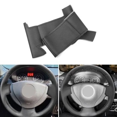 DIY Black Steering Wheel Leather Cover For Renault Symbol Logan Twingo 2003-2013 - Image 1 of 4