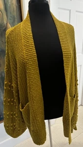 Madewell Mustard Cotton Cardigan W/ Pockets Med Ret $ - Picture 1 of 8