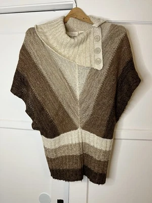 Cárdigan suéter Allison Brittney para mujer marrón manga kimono cuello falso talla S Foto 1 de 4