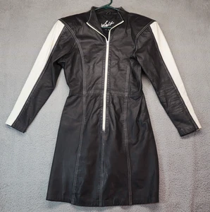 Gabardina chaqueta larga Winlit grande negra de cuero genuino para mujer - Imagen 1 de 12