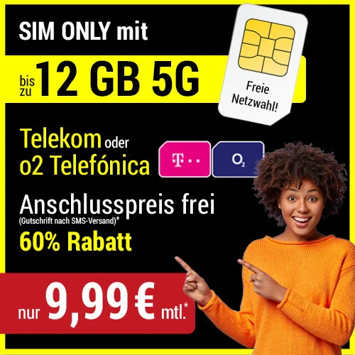 Handyvertrag Allnet Flat mit bis zu 12 GB 5G Handytarif für 9,99 € mtl.SIM-Karte - Bild 1 von 1