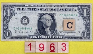 Vintage Series 1963 Fancy Serial Number $1 Dollar Bill C 03460848 A RARE FRN DC - Picture 1 of 7