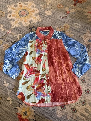 SOFT SURROUNDINGS Top Women Mix Floral Hermosa Blouse Boho Art to Wear medium - Image 1 of 4