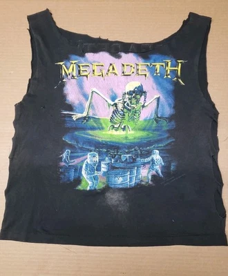 Camisa De Colección Años 80 Corte Envejecido Original Banda Megadeth Contaminada Gira de Conciertos L? Foto 1 de 4