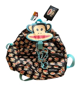 Paul Frank 2013 Backpack And Wallet NWT Black Blue Julius - Foto 1 di 8