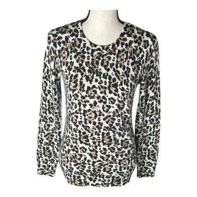 Suéter J. McLaughlin 100% Cachemira Leopardo Guepardo Estampado Animal X-Pequeño Foto 1 de 4