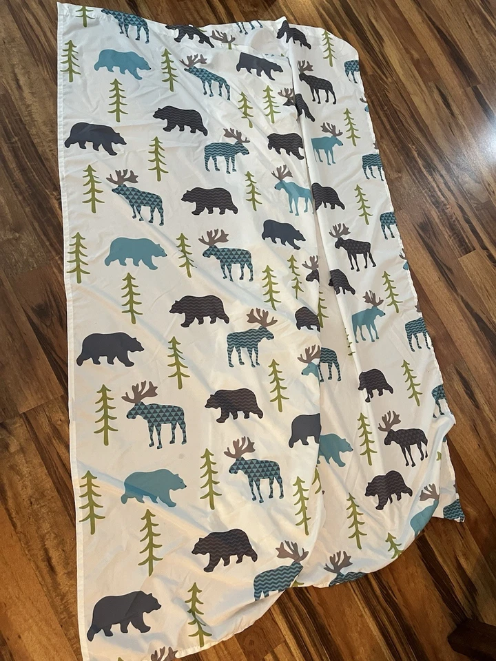 Cortina de ducha de tela de cabina rústica estándar 66” x 70L” vida silvestre Lodge Bear Moose  Foto 1 de 1