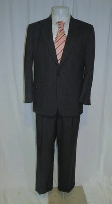 Traje Gieves & Hawkes Henry Vintage Azul Medianoche Rayas Dos Botones 42R Foto 1 de 4