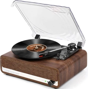 Vinyl Record Player with Speakers,3 Speed Turntable with Latest Bluetooth 5.3, A - Picture 1 of 7