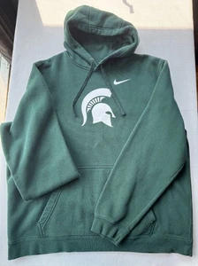 Nike MSU Michigan State Spartan Dark Green Men's Hoodie Pullover Logo VGUC XL - Picture 1 of 10