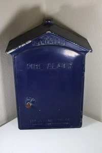 Vintage Gamewell Fire Alarm Call Box Blue With Key From Corvallis Oregon  - Picture 1 of 6