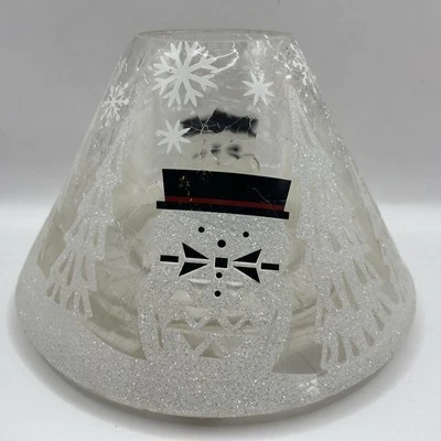 Yankee Candle Large Jar Shade Topper - Crackle Glass Jackson Frost Snowman - Image 1 of 4
