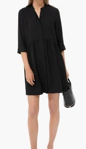 Tuckernuck Royal Shirt Mini Dress Crepe Women's Large Button Front Pockets Black - Picture 1 of 12