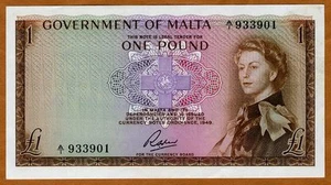 Malta, 1 Pfund, L. 1949 (1963), QEII, P-26, aUNC-UNC - Bild 1 von 1