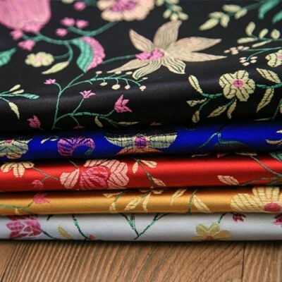 Chinese Damask Fabric Floral Jacquard Brocade Cloth Cheongsam Material Craft Sew - image 1 of 4