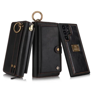 Removable Zipper Wallet Card Handbag PU Leather Purse Case Magnetic Cover Pouch - Picture 1 of 15