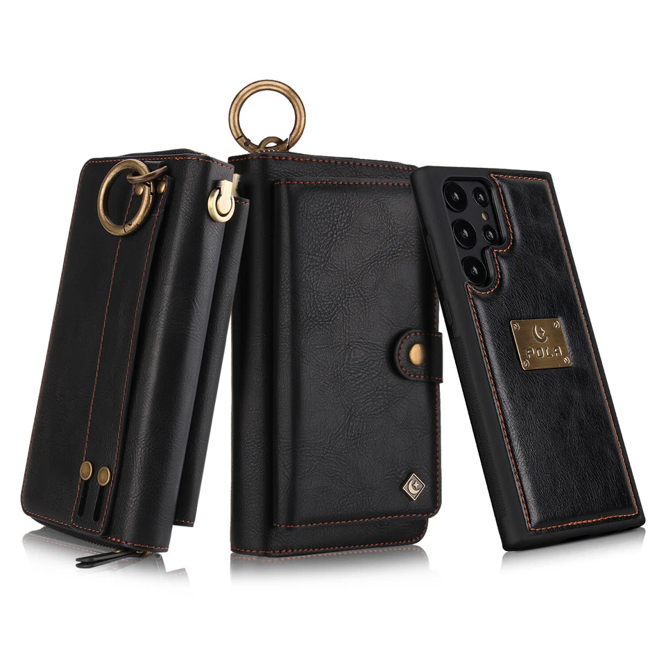 Removable Zipper Wallet Card Handbag PU Leather Purse Case Magnetic Cover Pouch  Foto 1 de 4