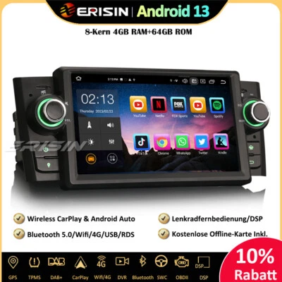64GB CarPlay Android 13 Autoradio GPS DAB+BT5.0 Wifi RDS FM DSP Fiat Punto Linea - Bild 1 von 4