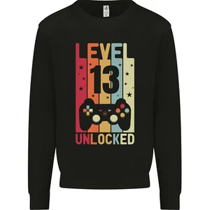 13th Birthday 13 Year Old Level Up Gamming Kids Sweatshirt Jumper - Picture 1 of 82