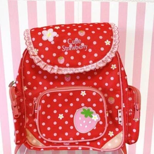 Mother Garden Rucksack Backpack School Bag Red Cutie Strawberry Dot Frill RARE - Picture 1 of 24