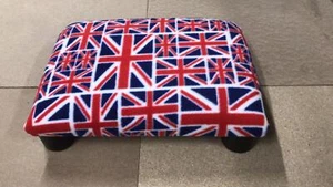 NEW quality low footstools Footrest Pouffe union jack fabric fast post UK stock - Picture 1 of 2