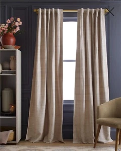 NWT! Quince Raw Silk Sand Blackout Curtains Set Of 2! 48"x108" (A13) - Picture 1 of 13