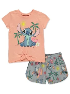 New Disney Lilo & Stitch Little Girls' 2-Piece Shorts Set Outfit 5 - Picture 1 of 4