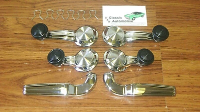 68-72 Chevy Pontiac Olds Buick Window Crank & Door Handle Kit Black Knobs Clips Foto 1 de 4