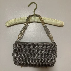 Vintage 1950s Gaymode Grey Beaded Straw Bag - Picture 1 of 5
