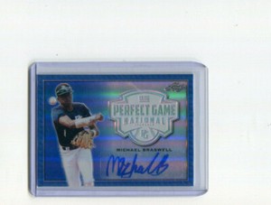 2020 Leaf Perfect Game Metal Autographs Blue Prismatic Michael Braswell Auto /10