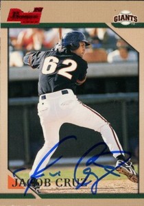 1996 Bowman JACOB CRUZ Signed Card autograph AUTO GIANTS