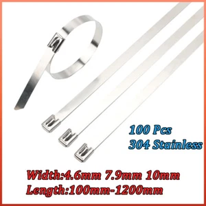 Cable Zip Tie Self Lock Strap Strong Metal Tie 201 Stainless Steel 4.6 7.9 10mm - Imagen 1 de 12