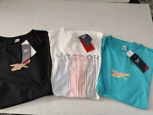 Lot Of 3 Mens Reebok T Shirt Size Large L Blue Teal White Black NWT NEW - Picture 1 of 24