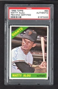 1966 Topps #94 Matty Alou GIANTS SIGNED AUTOGRAPH CARD PSA / DNA AUTHENTIC - Bild 1 von 1