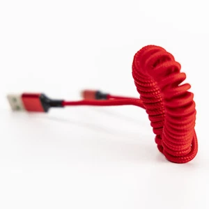 40W Fast Charging USB-A to C Cable Coiled Spring Nylon Braided Cord for Samsung - Picture 1 of 14