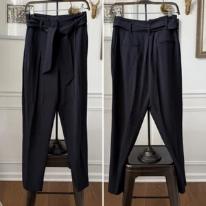 Equipment Femme Black High Waisted Belted Taper Trousers $325 2 - Picture 1 of 7