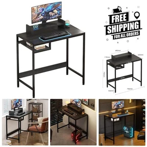 32-Inch Modern Black Computer Desk with Storage & Monitor Stand for Home Office - Picture 1 of 8