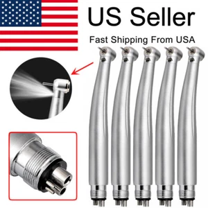 5 Pezzi Generatore Elettrico Dentale Fibra Ottica LED 3 Vie Manipolo Alta Velocità 4 Fori USA - Foto 1 di 11