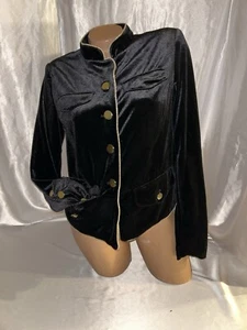 Blazer Who What Wear para mujer almohadillas para el hombro negro terciopelo dorado botones mediano nuevo con etiquetas - Imagen 1 de 4