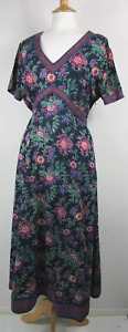 Vintage Anokhi for East Blue Floral Midi Dress UK Size 14