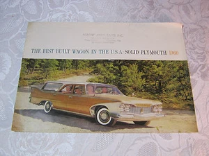 1960 Vintage Plymouth Wagon Sales Car Broschüre Automobilwerbung - Bild 1 von 3