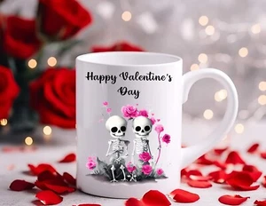 Valentinstag Freund Freundin Ehemann Schädel Gothic Tasse Becher Geschenk - Bild 1 von 1