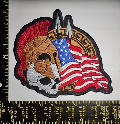 SPARTAN HELMET USA FLAG SKULL Quality PATCHIron l/Sew   Fast Shipping  - Image 1 of 3