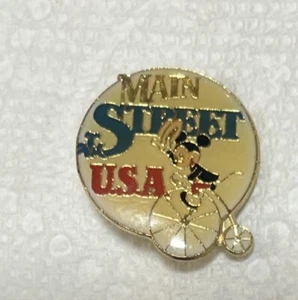 DISNEY PIN Main Street USA Mickey Mouse Bicycle Hat Disneyland Trading Hat Lapel - Picture 1 of 3