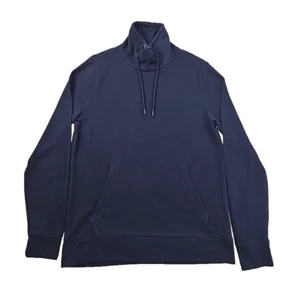 Banana Republic Wasserfallausschnitt Pullover Herren M dunkelblau Kordelzug Kängurutasche - Bild 1 von 13