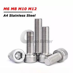 M6 M8 M10 M12 Socket Cap Head Screw DIN 912 Hex Allen Bolts A4 Stainless Steel - Picture 1 of 7