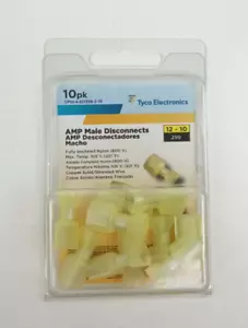 Tyco 12-10 AWG .250 Insulated AMP Male Disconnects 10 Pack CPGI-4-521098-2-10 - Picture 1 of 8