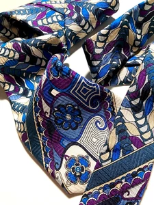 EMILIO PUCCI FIRENZE DE COLECCIÓN FLORES HOJA CORBATA HOJAS PASTEL AZUL ITALIA - Imagen 1 de 20