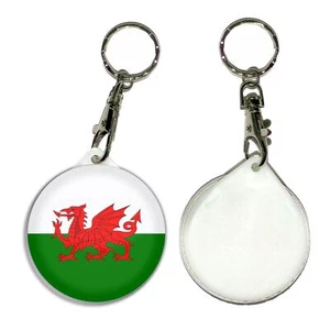 Schlüsselanhänger Wales Flagge rund Knopf Abzeichen (55 mm) - Bild 1 von 2